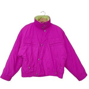 Vintage Skitique Ski Snow Jacket Womens Medium Hot Pink Insulated Full Zip